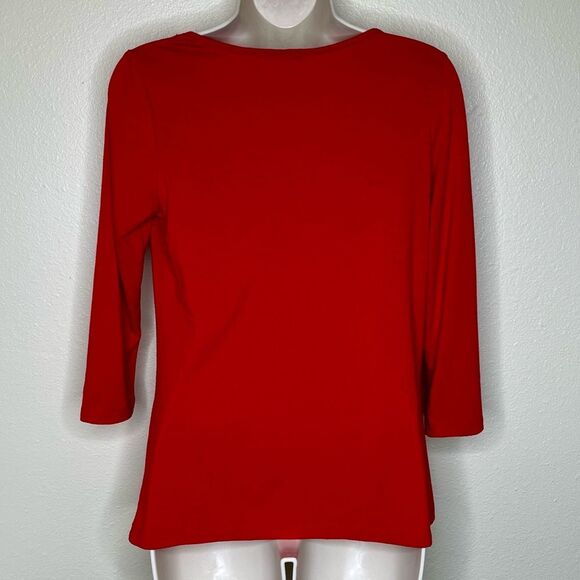 Kim Rogers Red Cowl Neck 3/4 Sleeve T Shirt Women Small Stretch Layering Soft - Picture 5 of 11